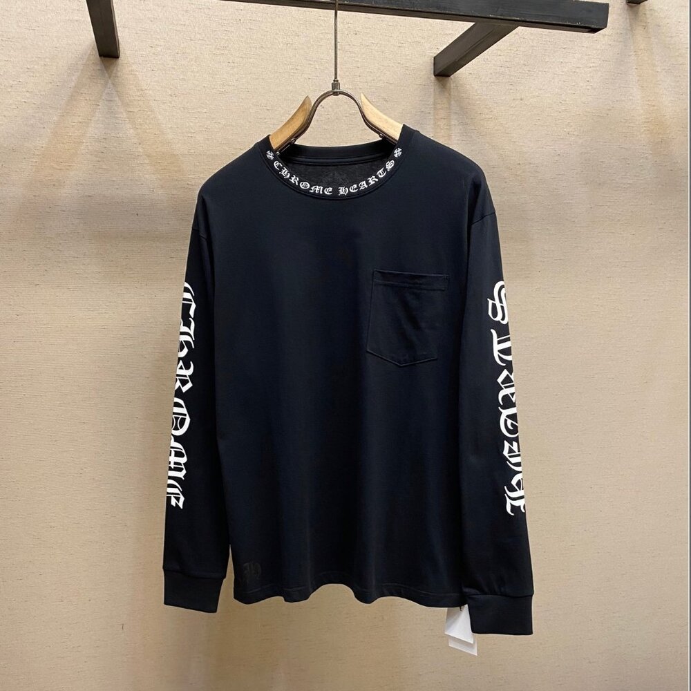 Chrome Hearts Neck Logo Long Sleeve Tee - Black
